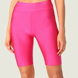 Neon Pink Sheen Biker Shorts